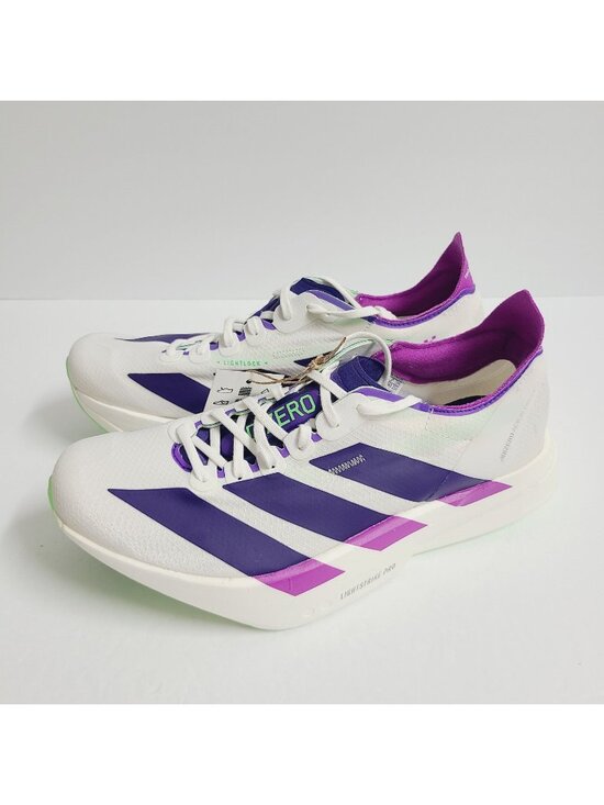 NEW Adidas Adizero Pro 4 Running Shoes JR1656 Size 8 Core White Purple Lime main image 8